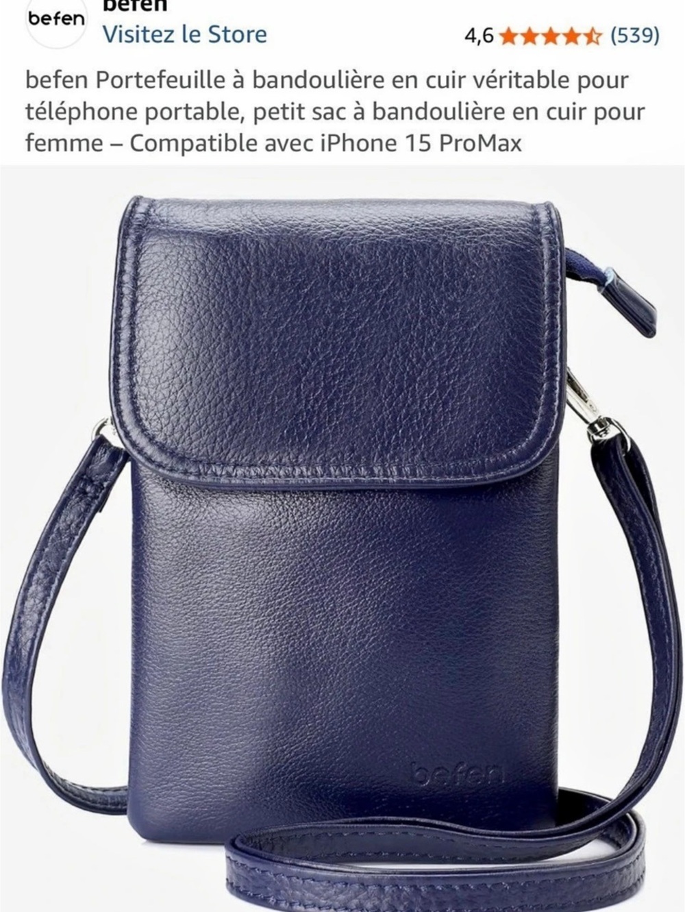 befen Genuine Leather Crossbody Phone Bag Leather Crossbody Phone Bag in Blue